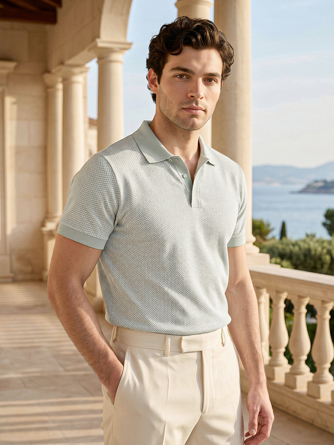Signature Regular Fit Solid Pastel Green Polo T-shirt