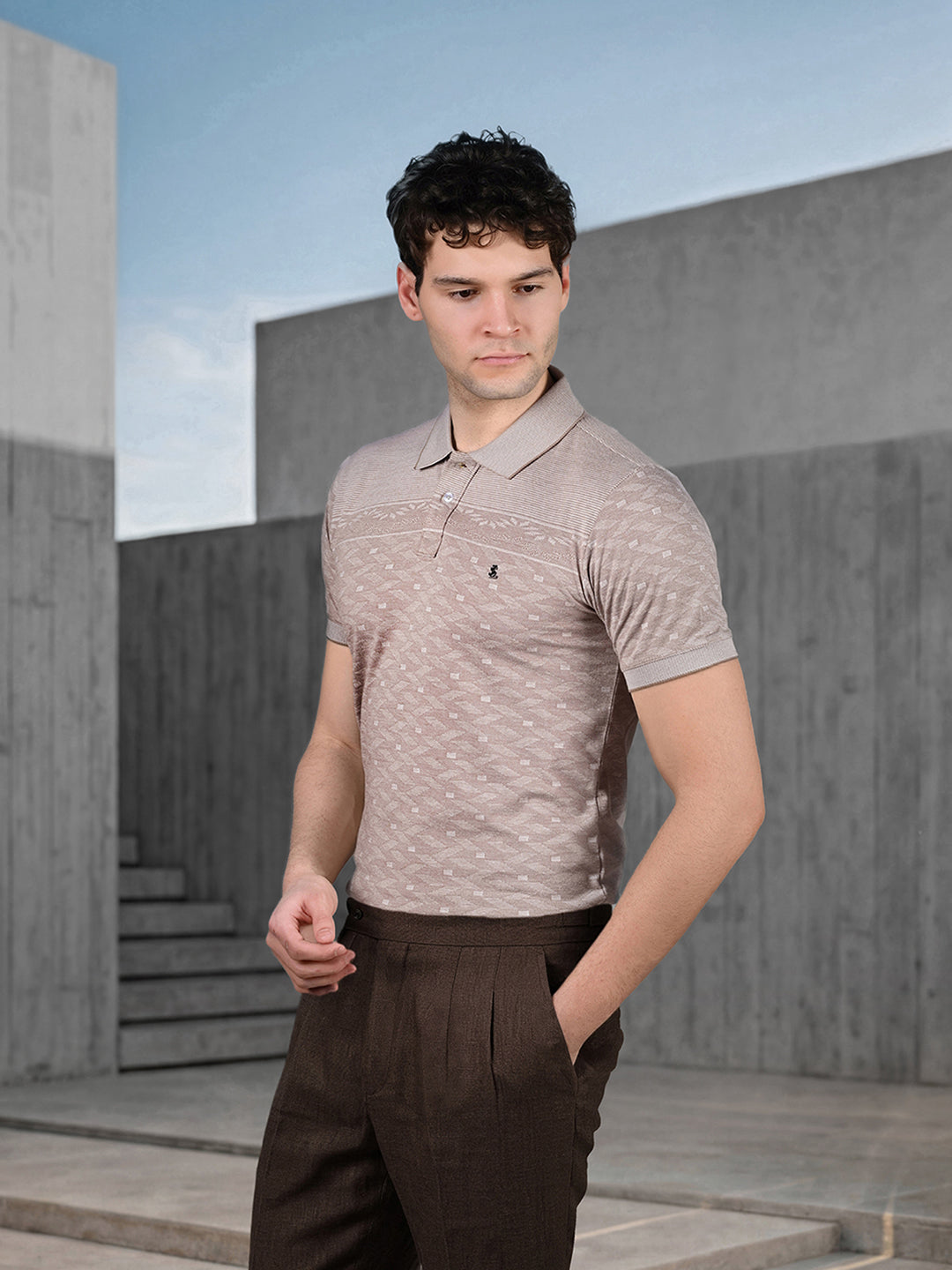 Classic Regular Fit Beige Polo T-shirt