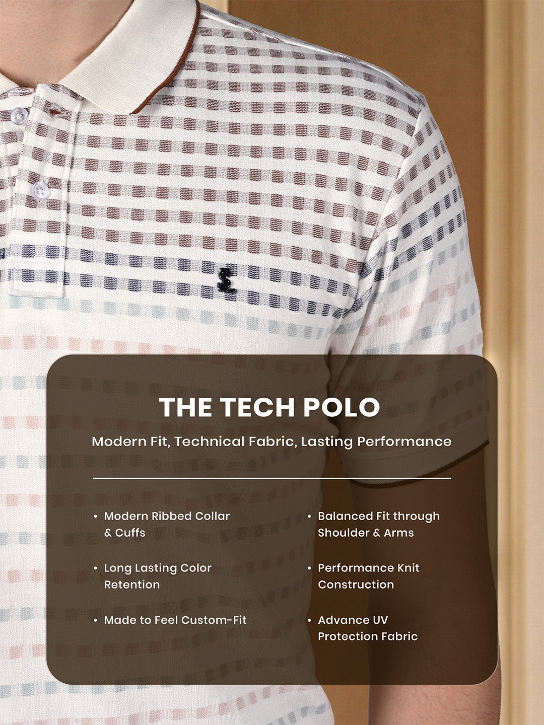 Classic Regular Fit Brown Striped Polo T-shirt