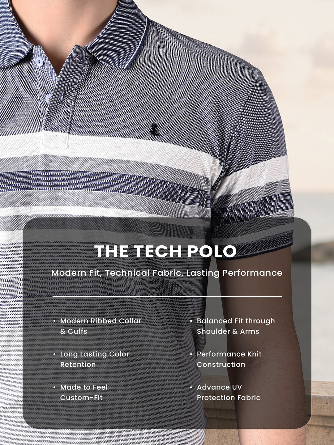 Classic Regular Fit Striped Blue Polo T-shirt