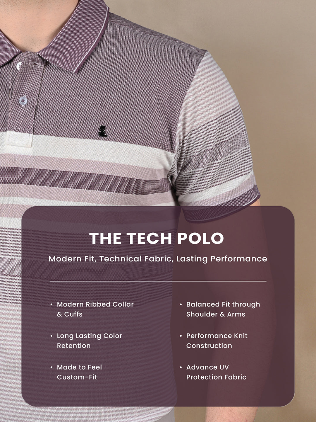 Classic Regular Fit Striped Wine Polo T-shirt