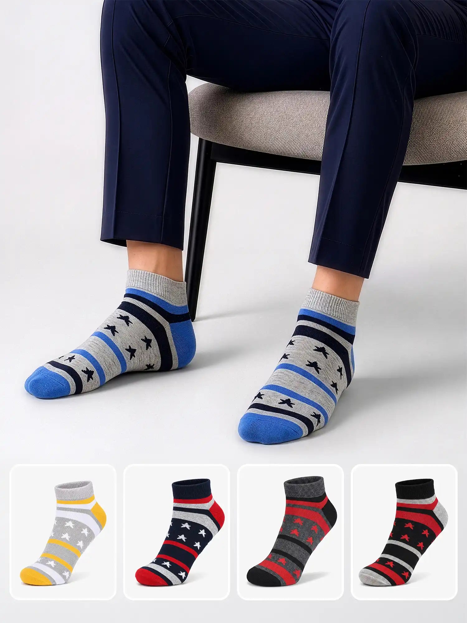 Men's Breathable & Durable Cotton Blend Comfort Ankle Socks Pack of 5