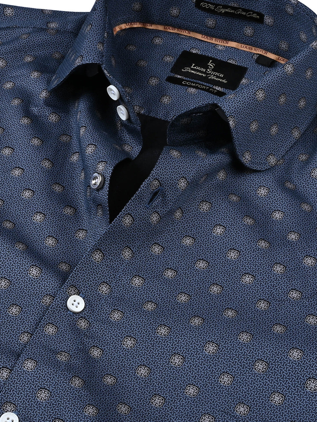 Men's Regular Fit Floral Blue Formal Shirt