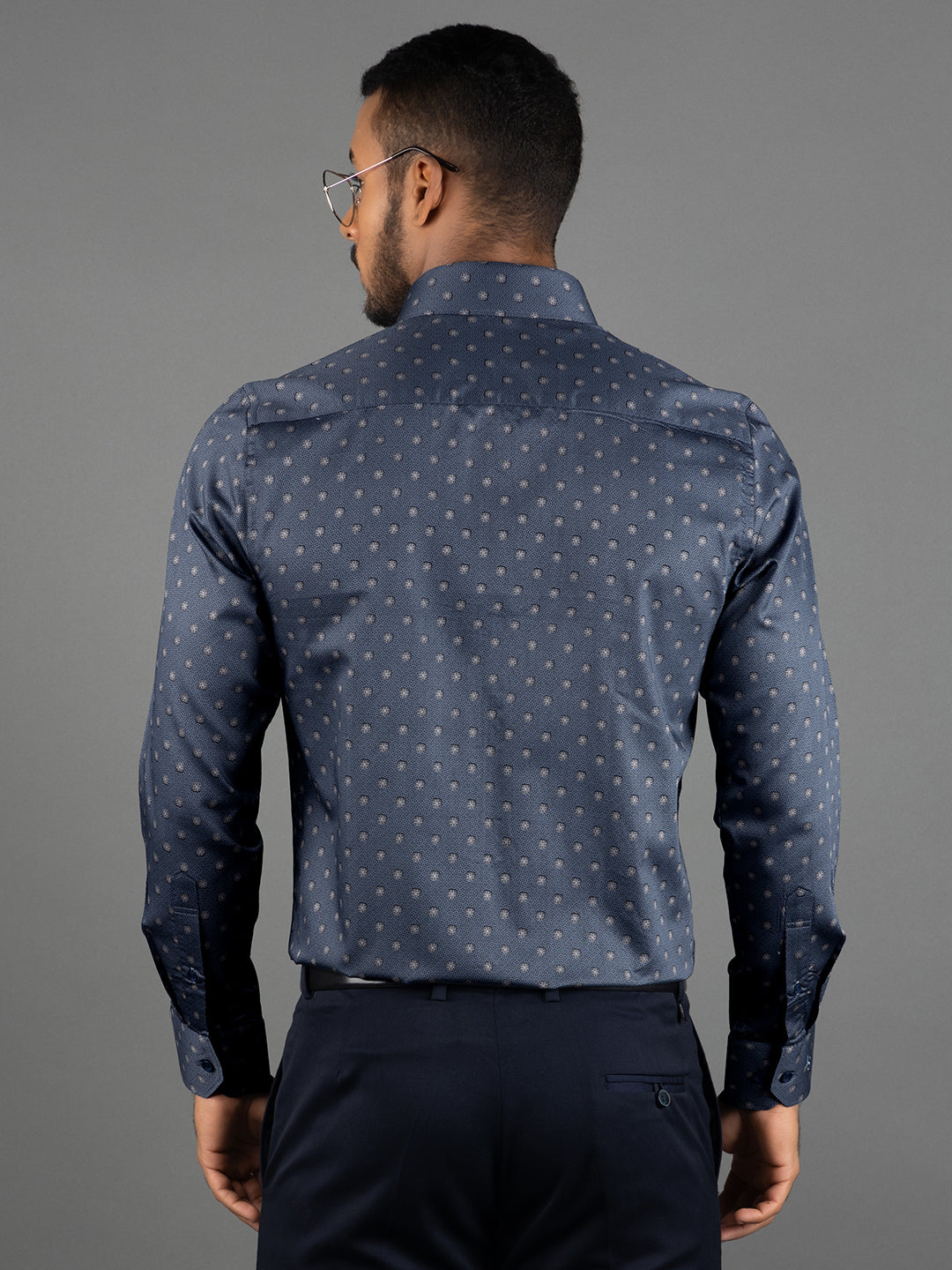 Men's Regular Fit Floral Blue Formal Shirt