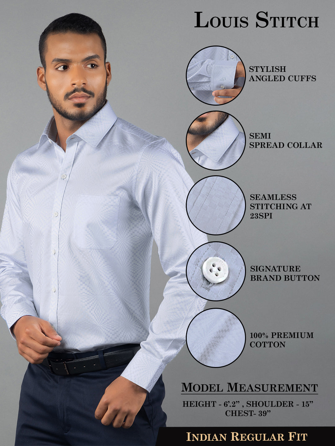 Men's Regular Fit Abstract Blue Formal Shirt