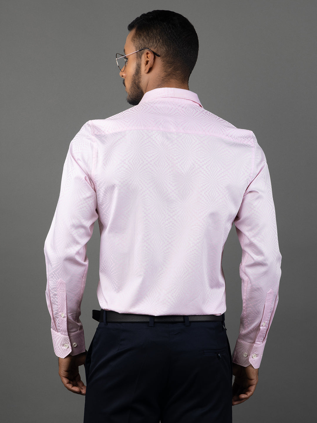 Men's Regular Fit Abstract Pink Formal Shirt
