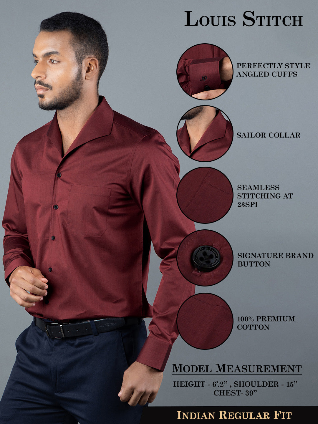 Men's Regular Fit Solid Red Formal Shirt