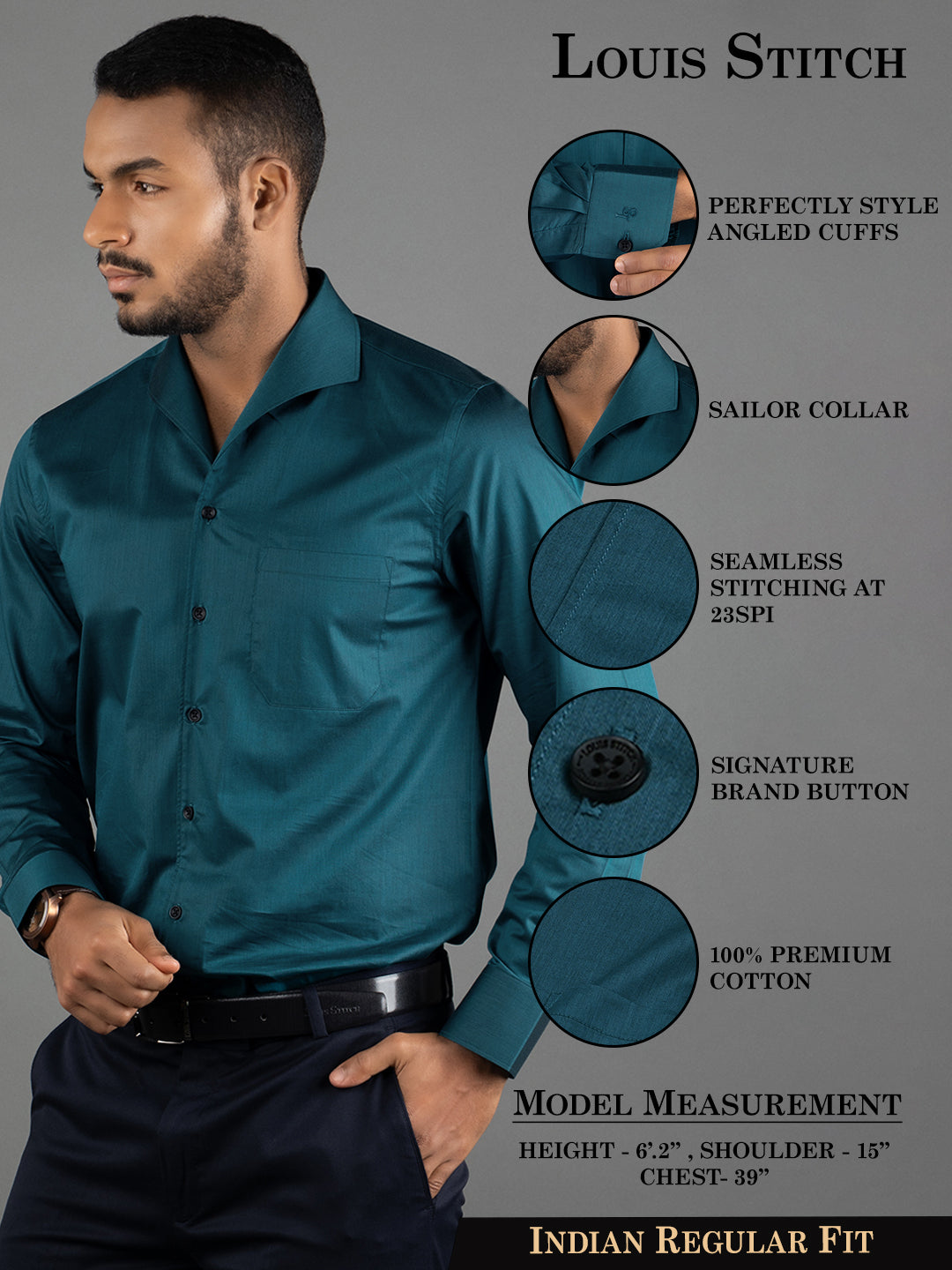 Men's Regular Fit Solid Green Formal Shirt