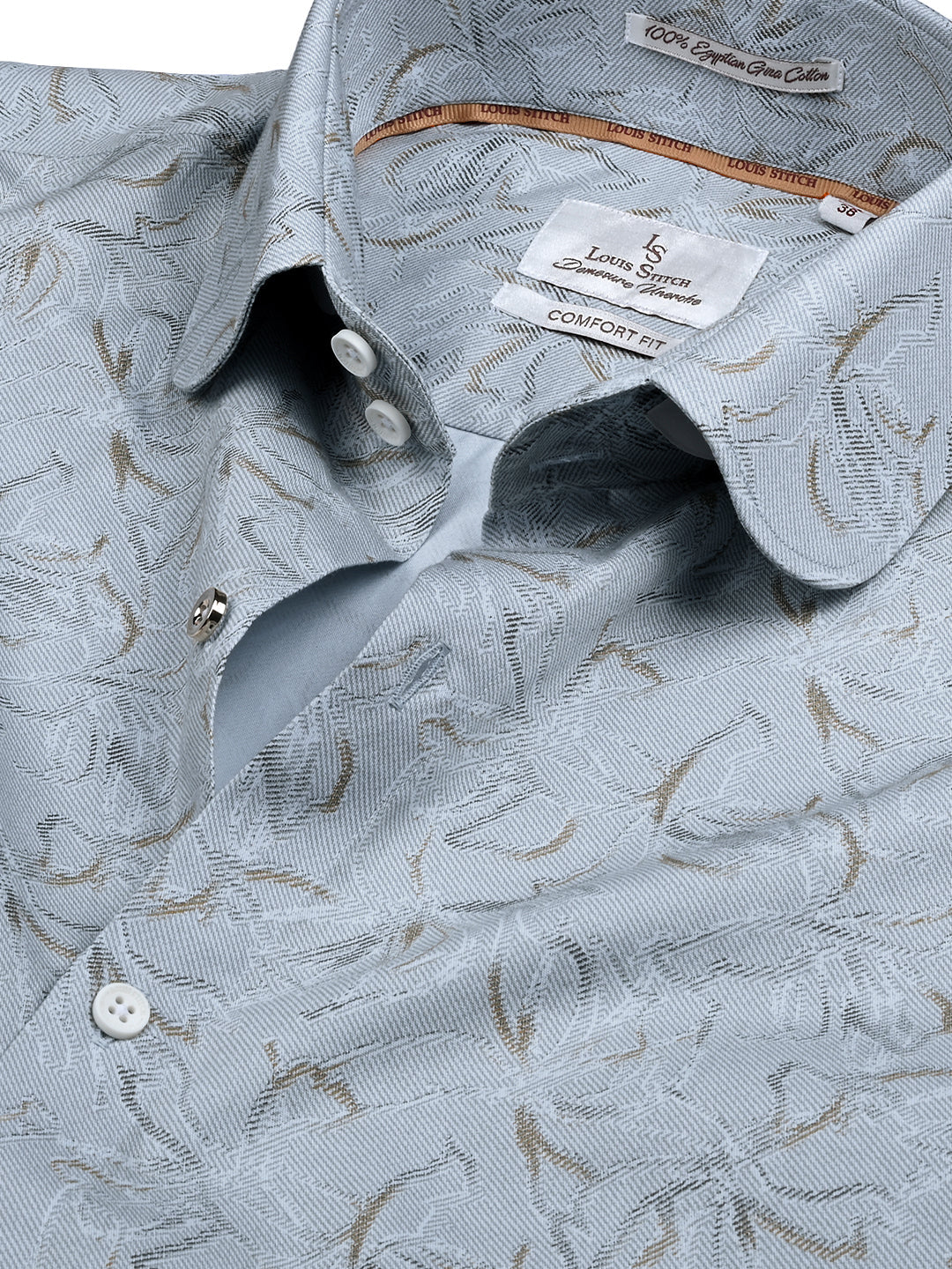 Men's Regular Fit Abstract Blue Formal Shirt