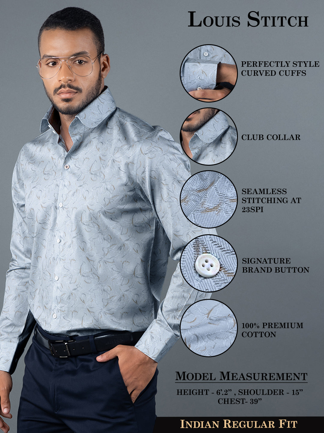Men's Regular Fit Abstract Blue Formal Shirt