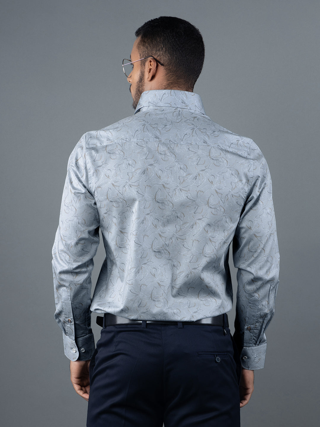 Men's Regular Fit Abstract Blue Formal Shirt