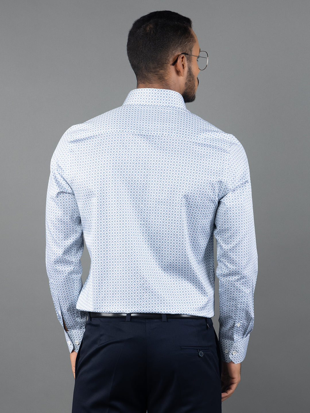 Men's Regular Fit Floral White Formal Shirt