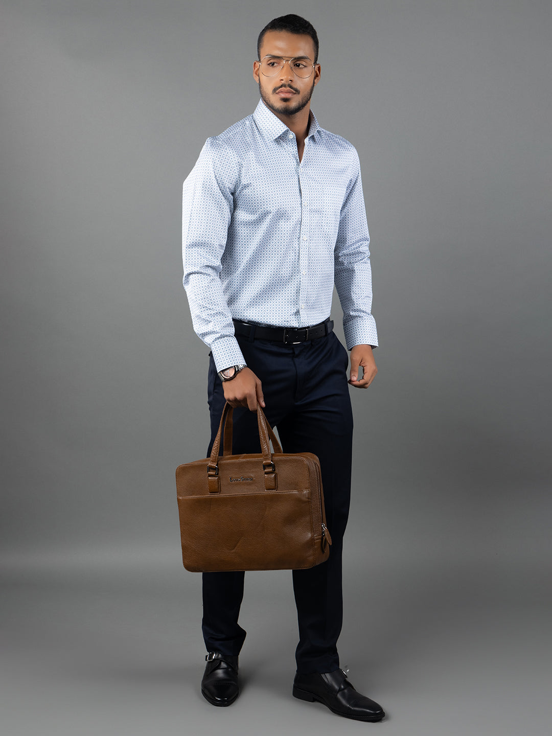 Men's Regular Fit Floral White Formal Shirt