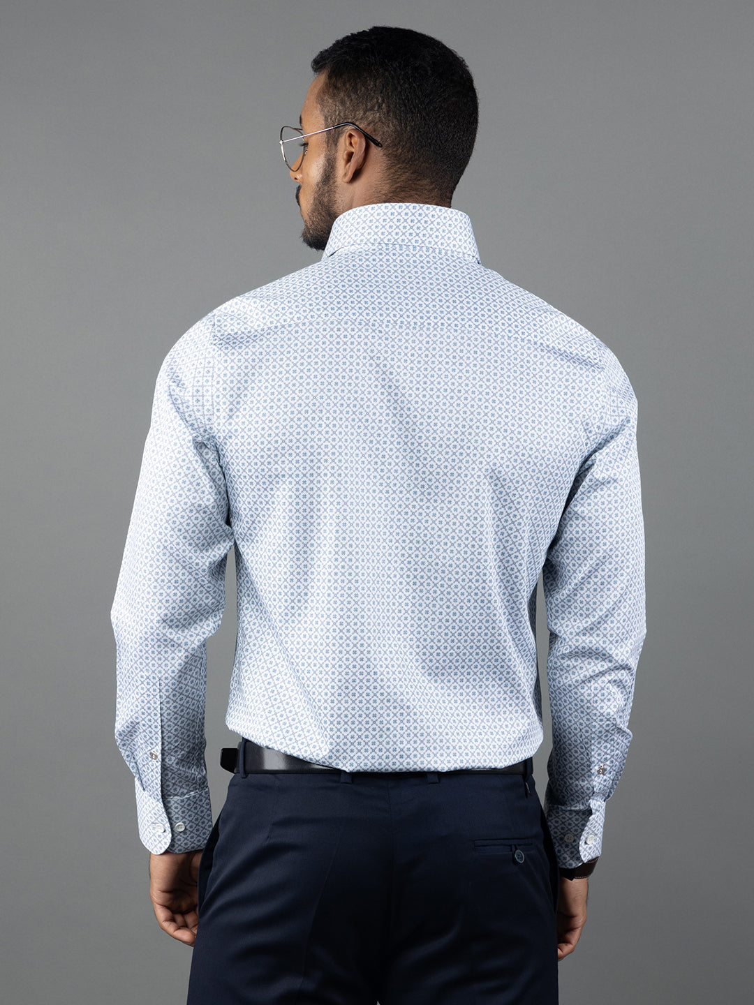 Men's Regular Fit Floral White Formal Shirt