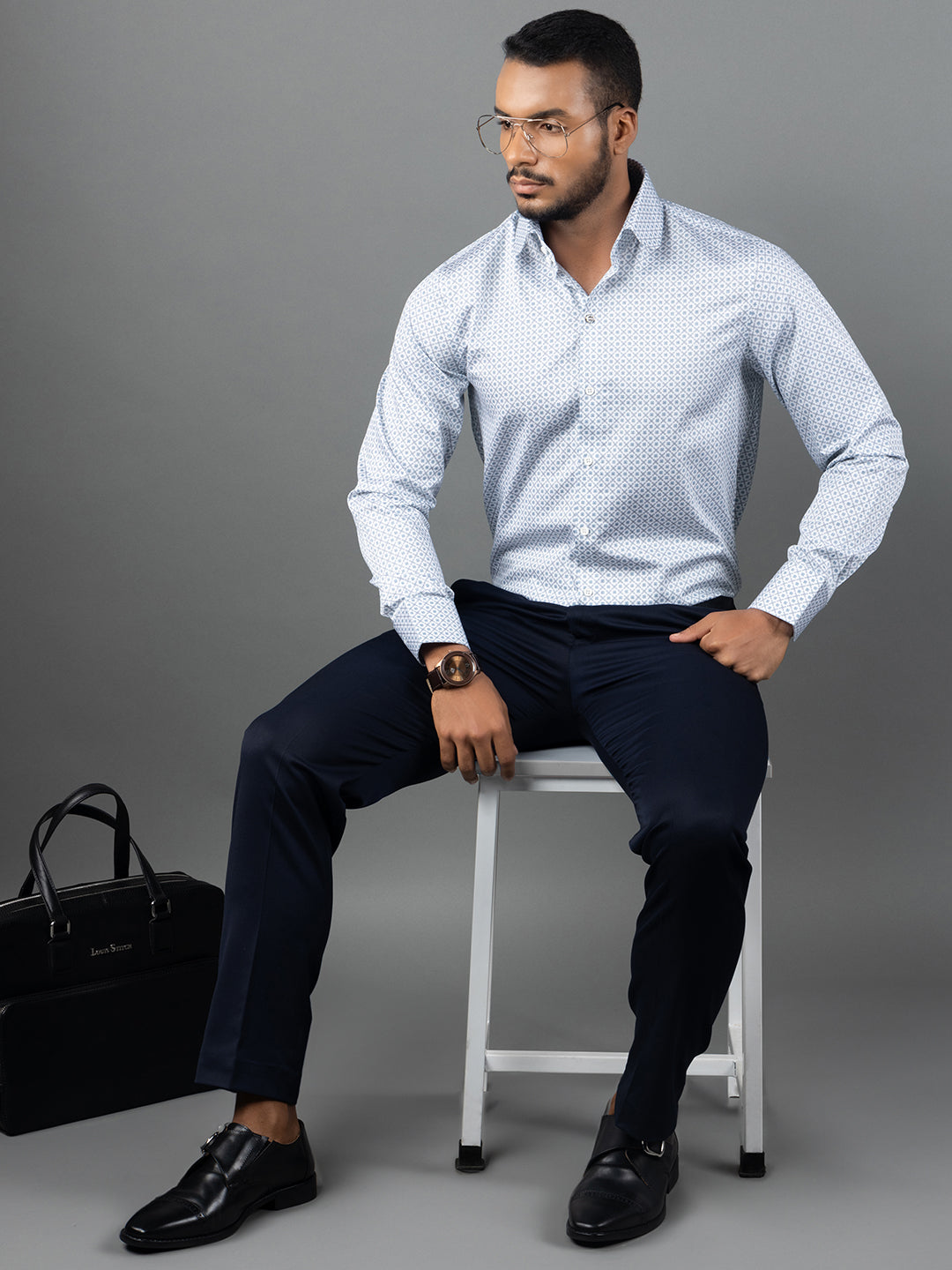 Men's Regular Fit Floral White Formal Shirt