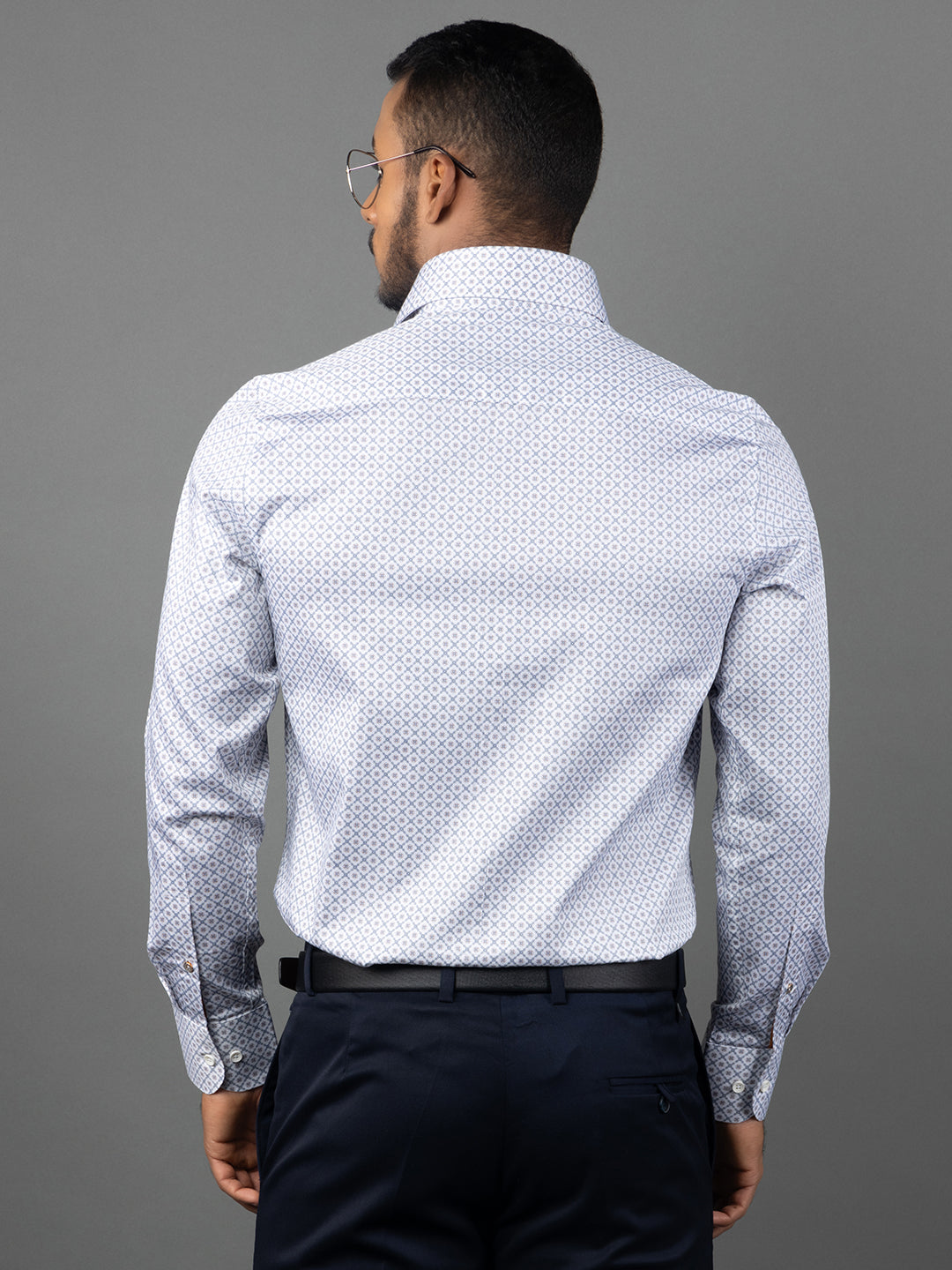 Men's Regular Fit Floral White Formal Shirt