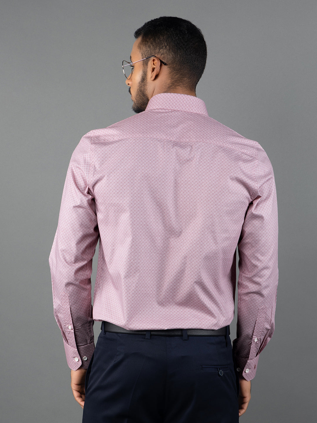 Men's Regular Fit Geometric Red Formal Shirt