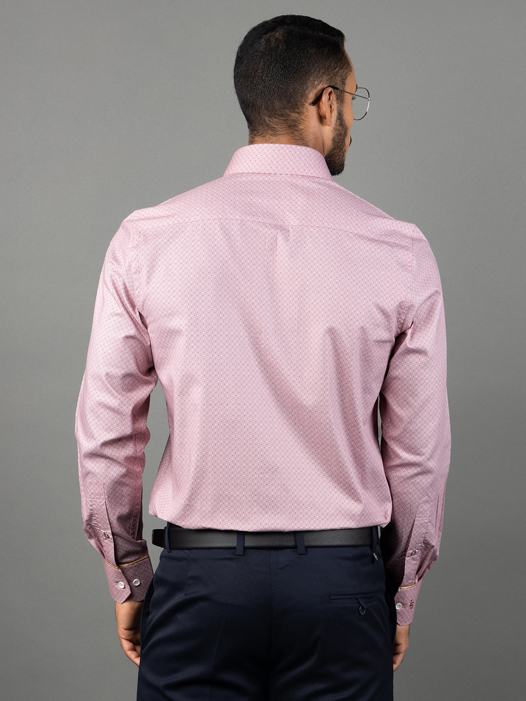 Men's Regular Fit Geometric Red Formal Shirt