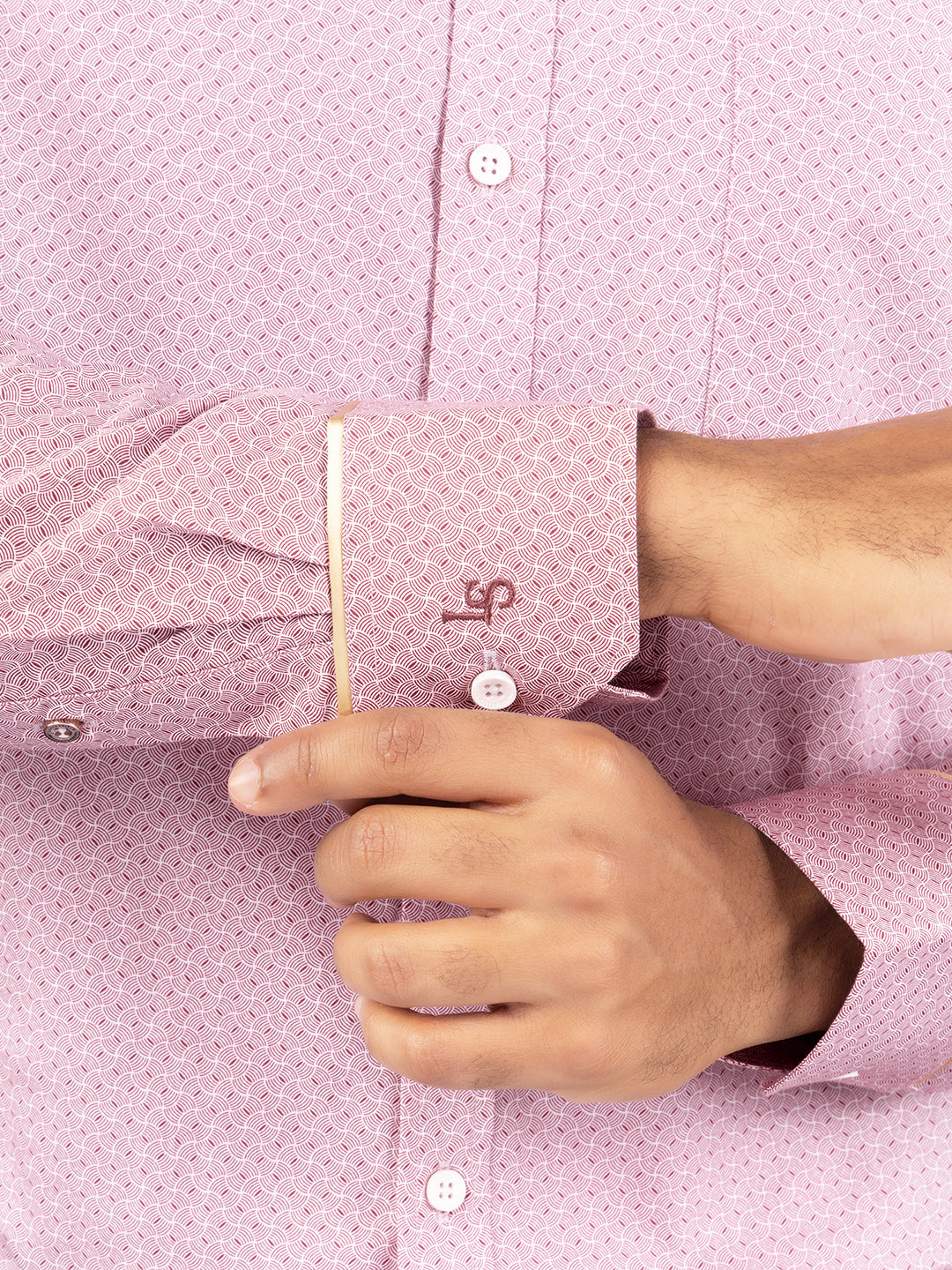 Men's Regular Fit Geometric Red Formal Shirt