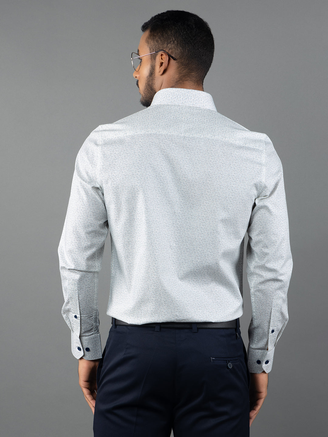 Men's Regular Fit Floral White Formal Shirt