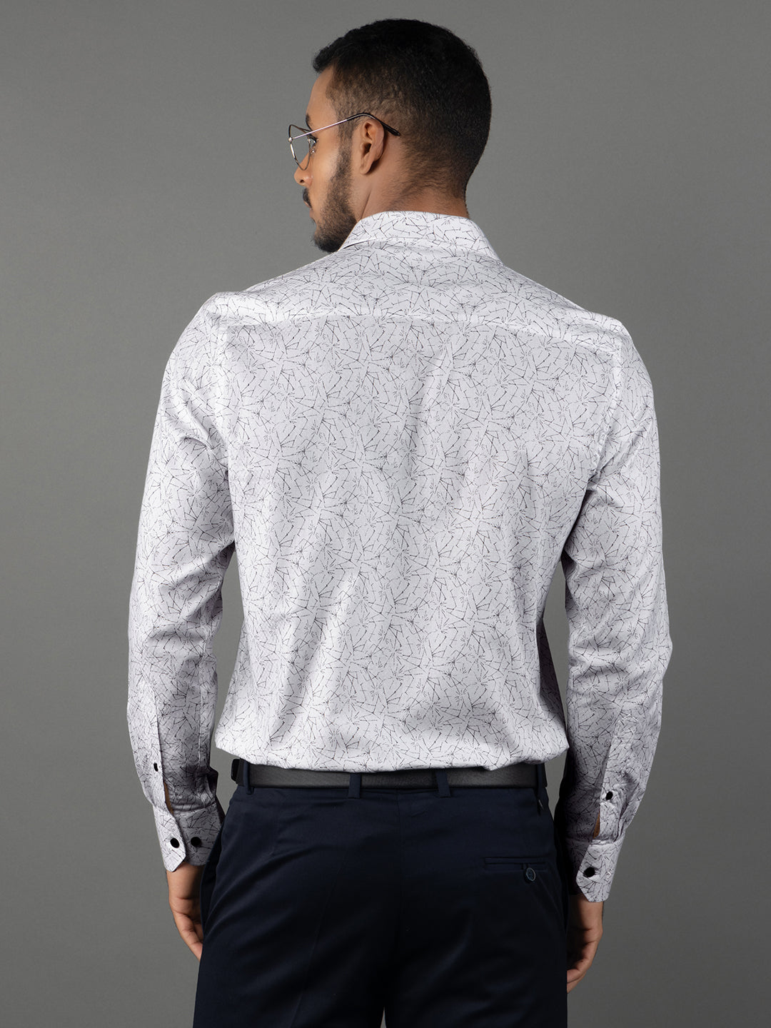 Men's Regular Fit Abstract White Formal Shirt