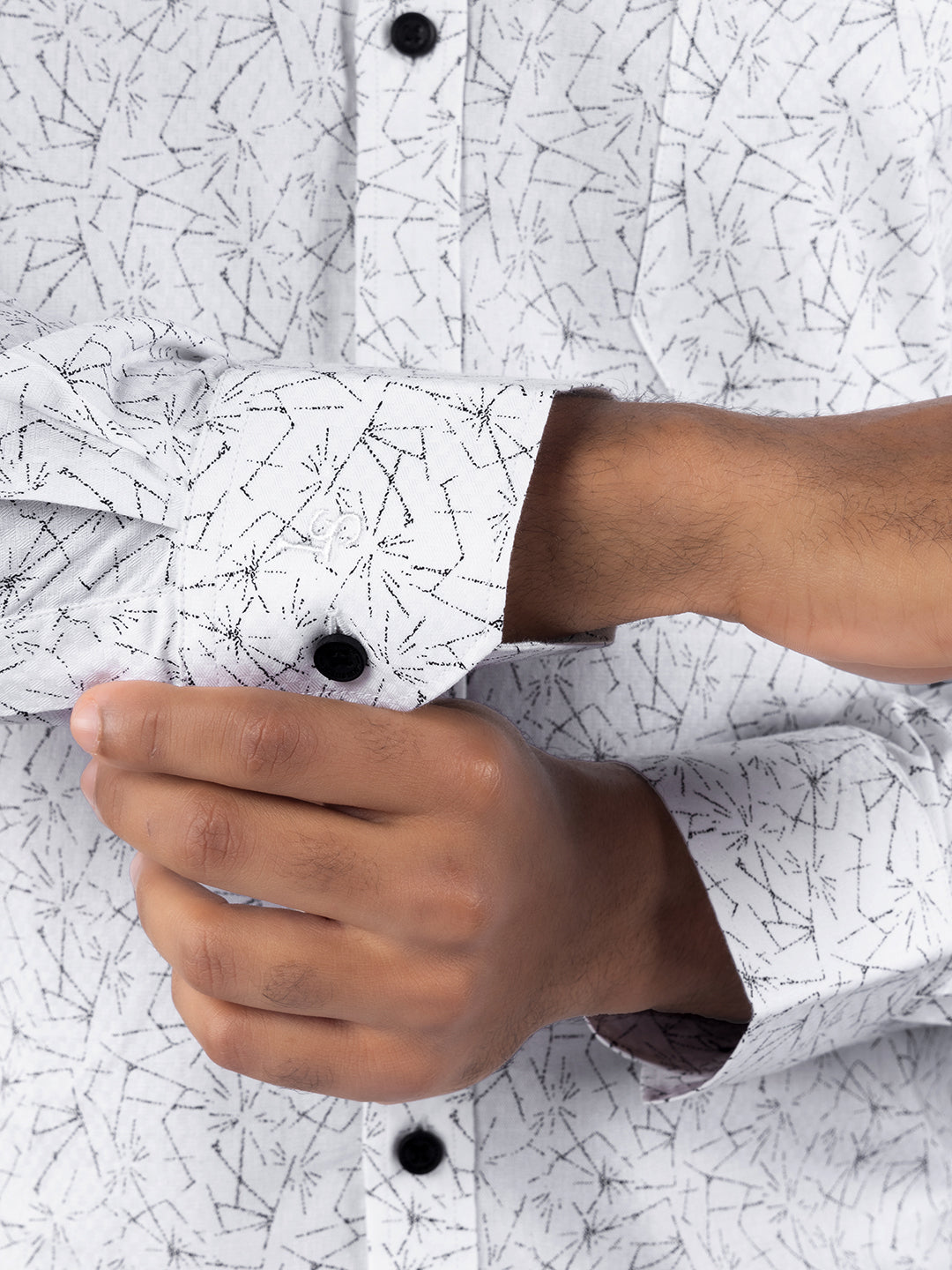 Men's Regular Fit Abstract White Formal Shirt