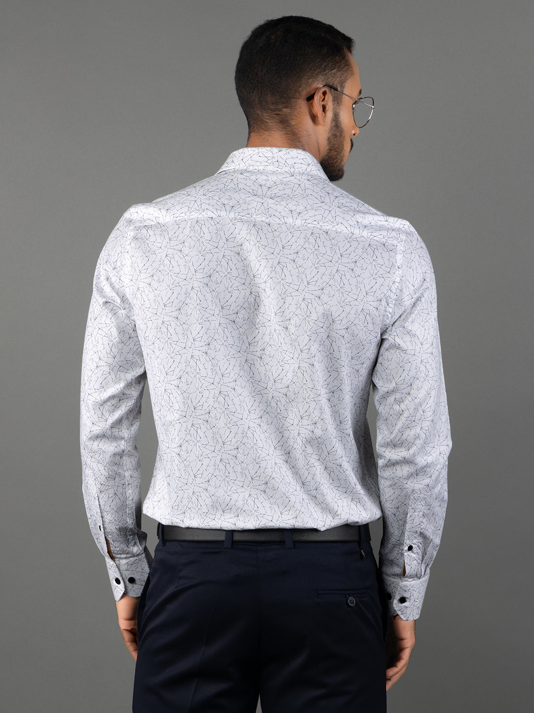 Men's Regular Fit Abstract White Formal Shirt