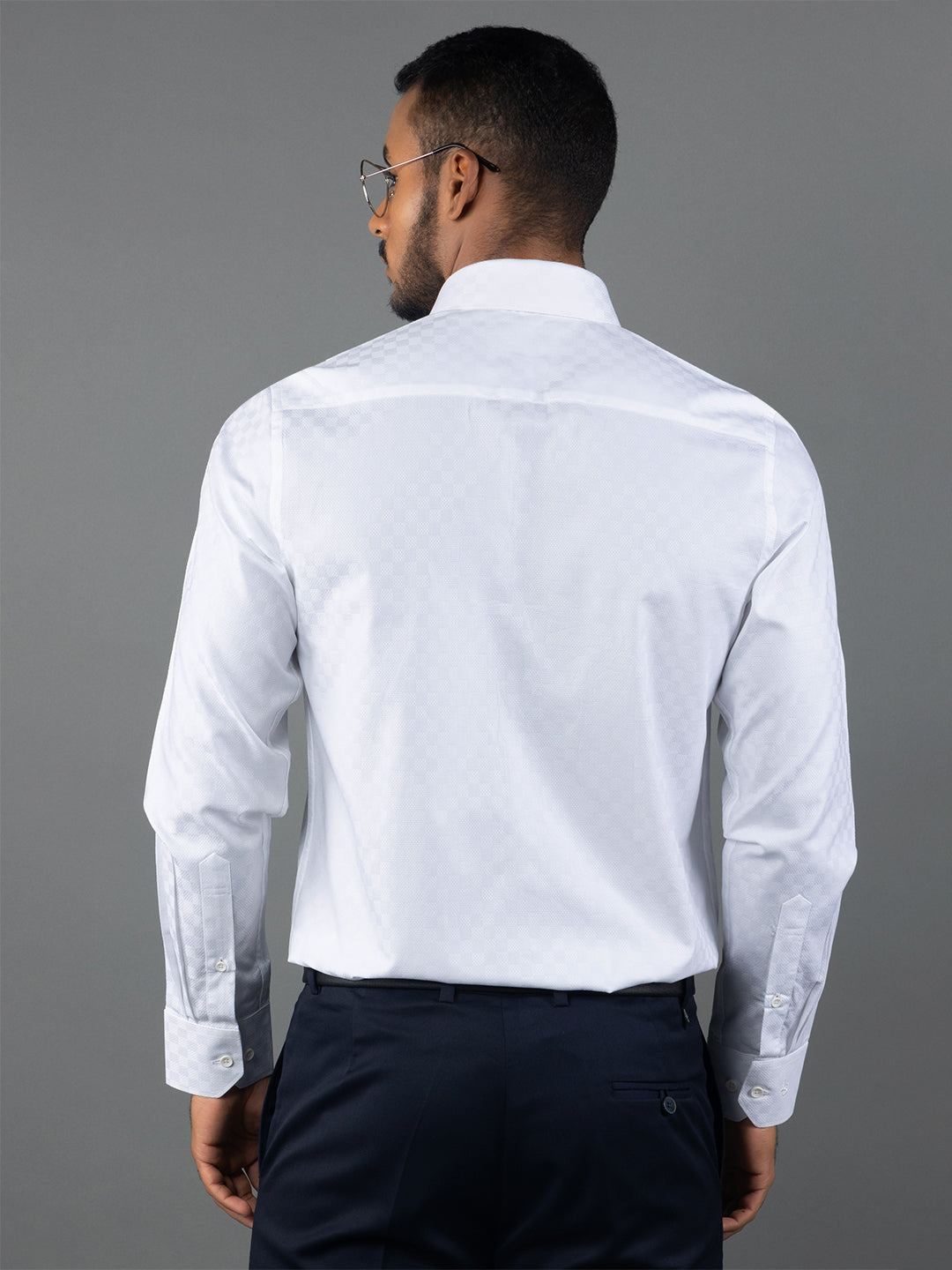 Men's Regular Fit Textured White Formal Shirt