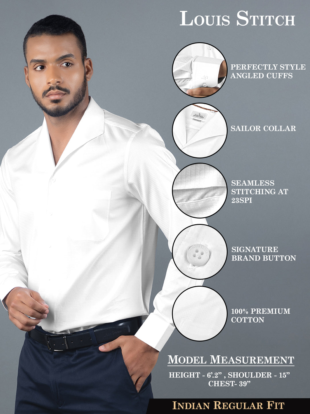 Men's Regular Fit Textured White Formal Shirt