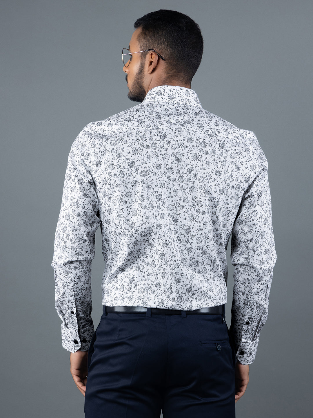 Men's Regular Fit Abstract White Formal Shirt