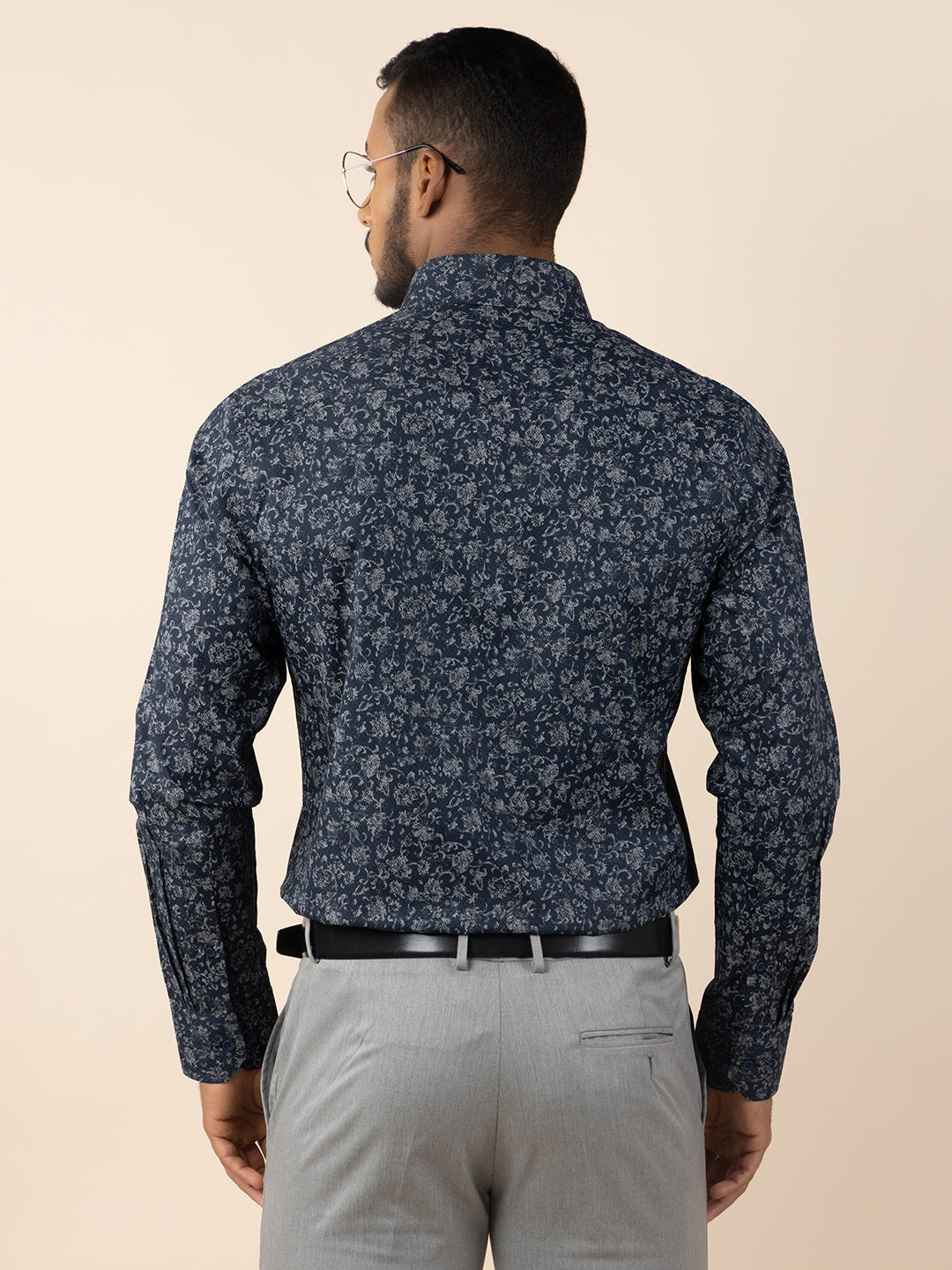 Men's Regular Fit Abstract Blue Formal Shirt