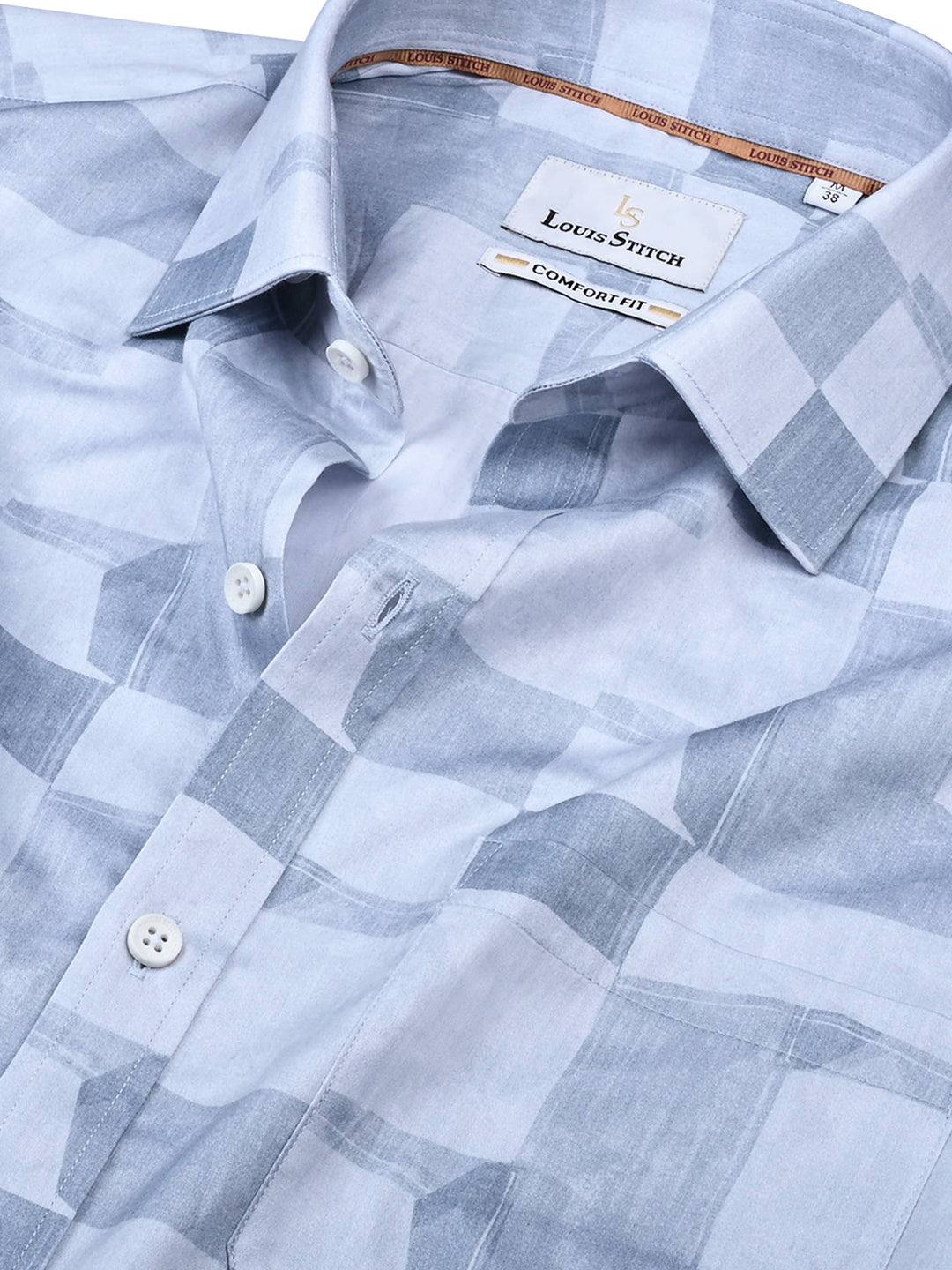 Men's Regular Fit Abstract Blue Formal Shirt