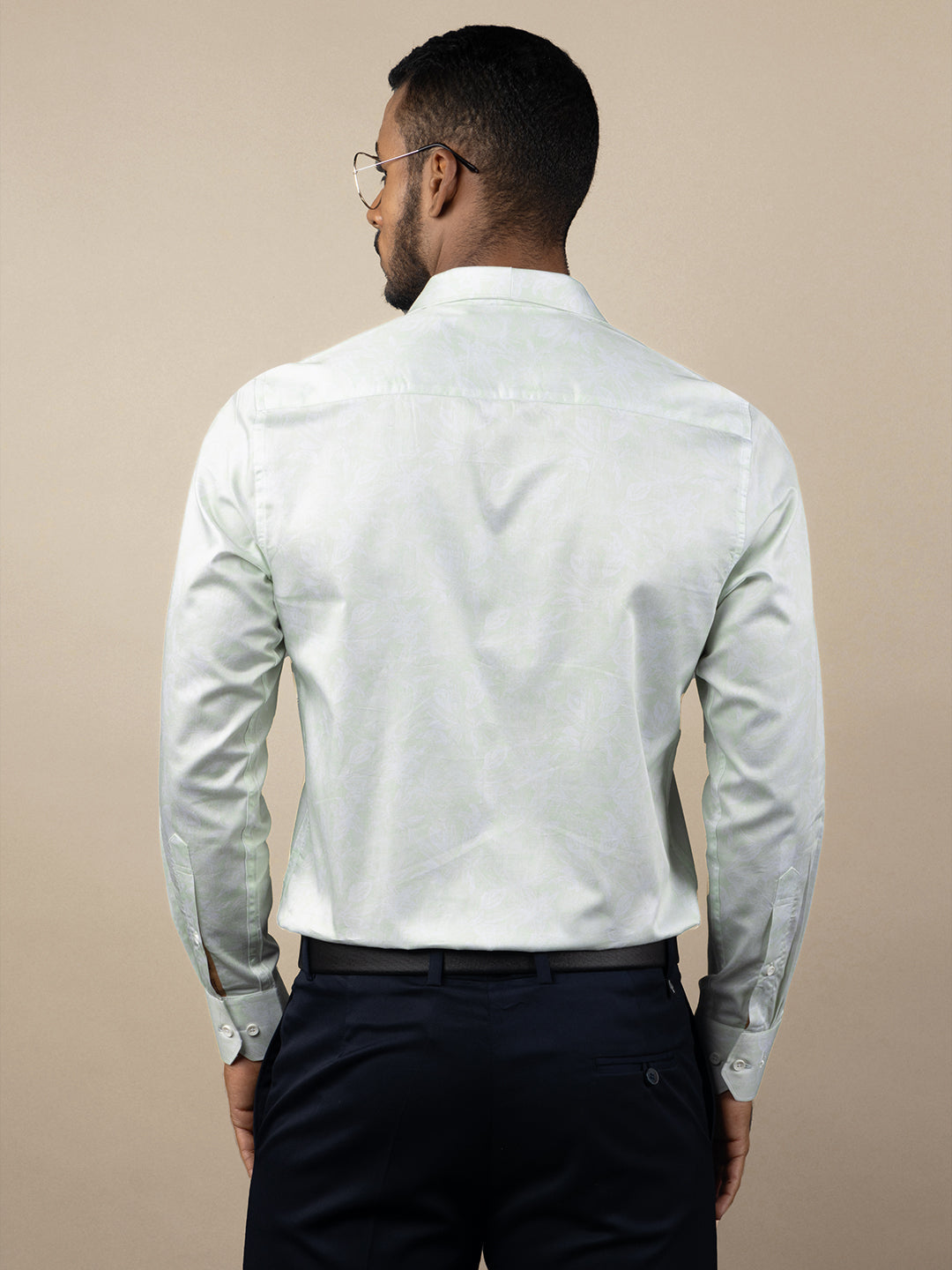 Men's Regular Fit Abstract Green Formal Shirt