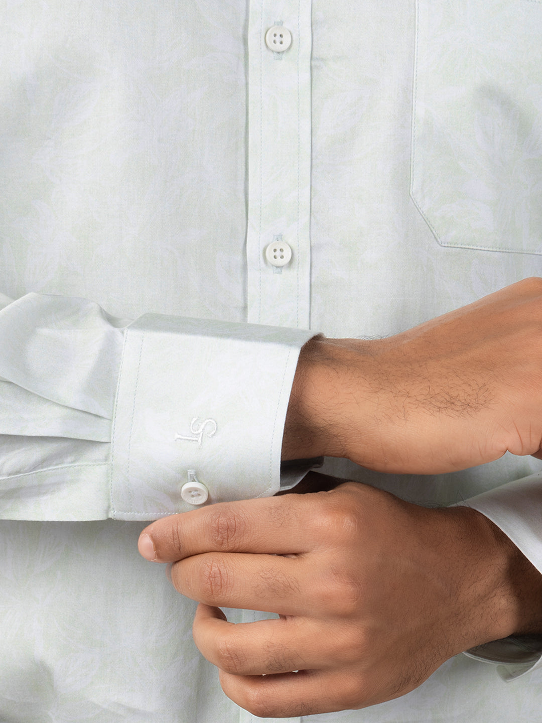Men's Regular Fit Abstract Green Formal Shirt
