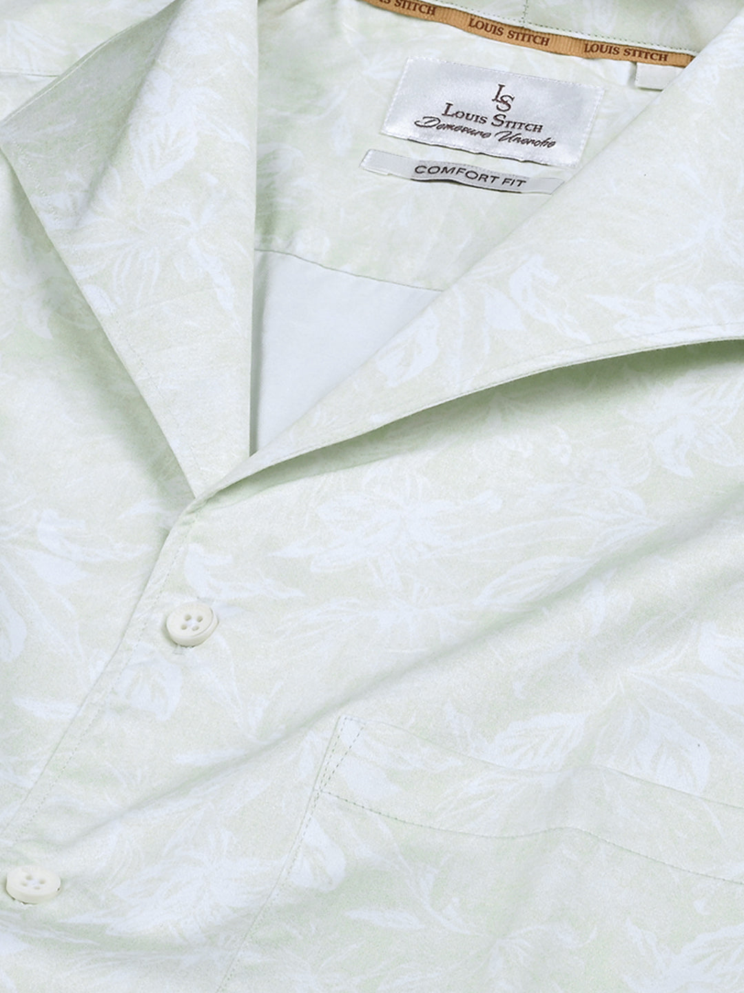 Men's Regular Fit Abstract Green Formal Shirt