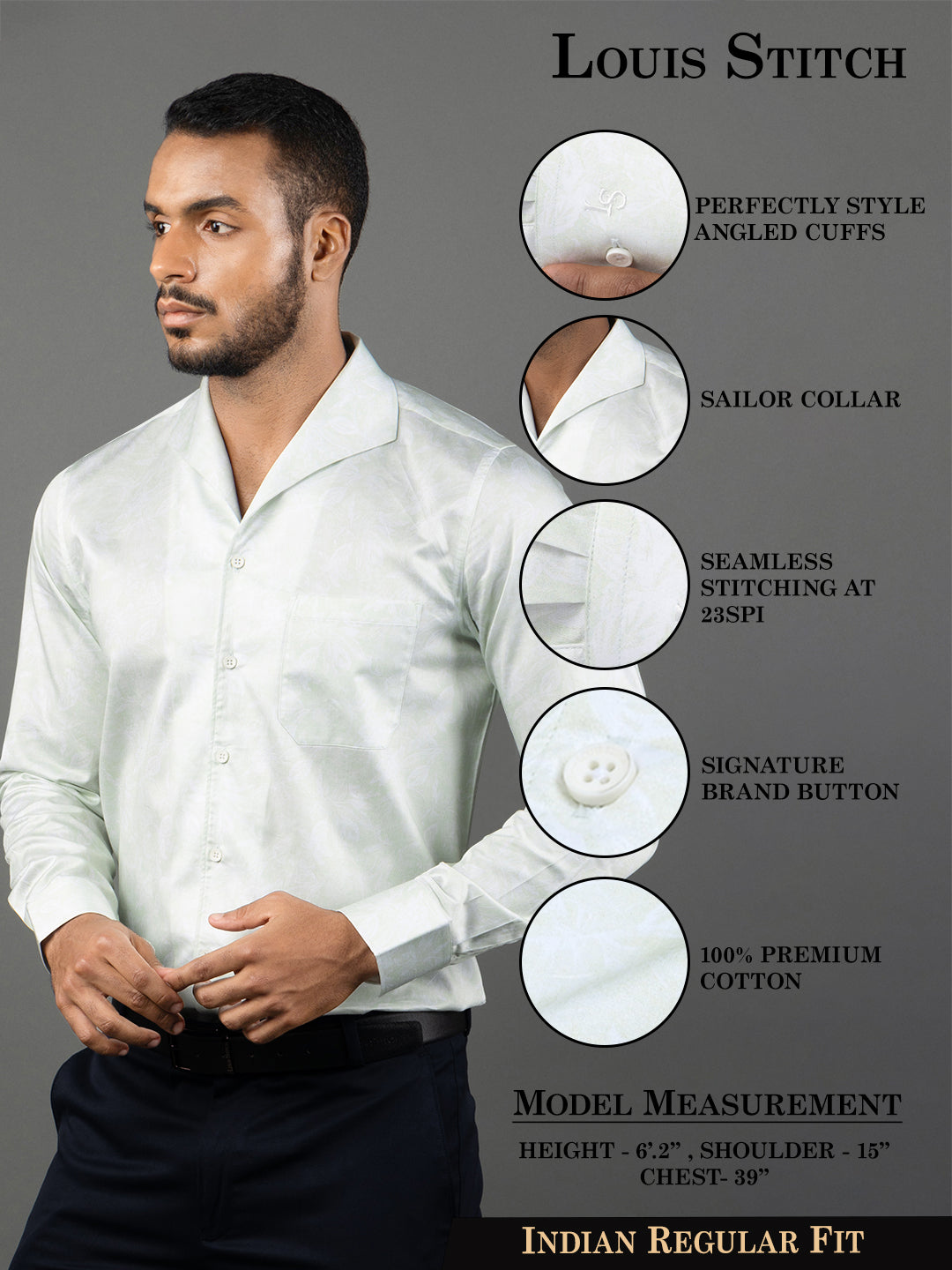 Men's Regular Fit Abstract Green Formal Shirt