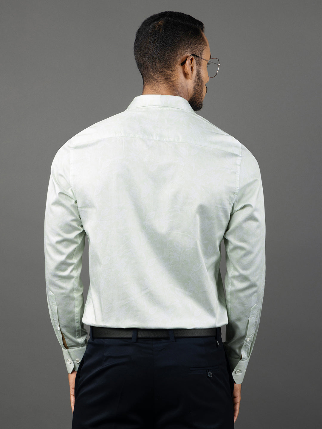 Men's Regular Fit Abstract Green Formal Shirt
