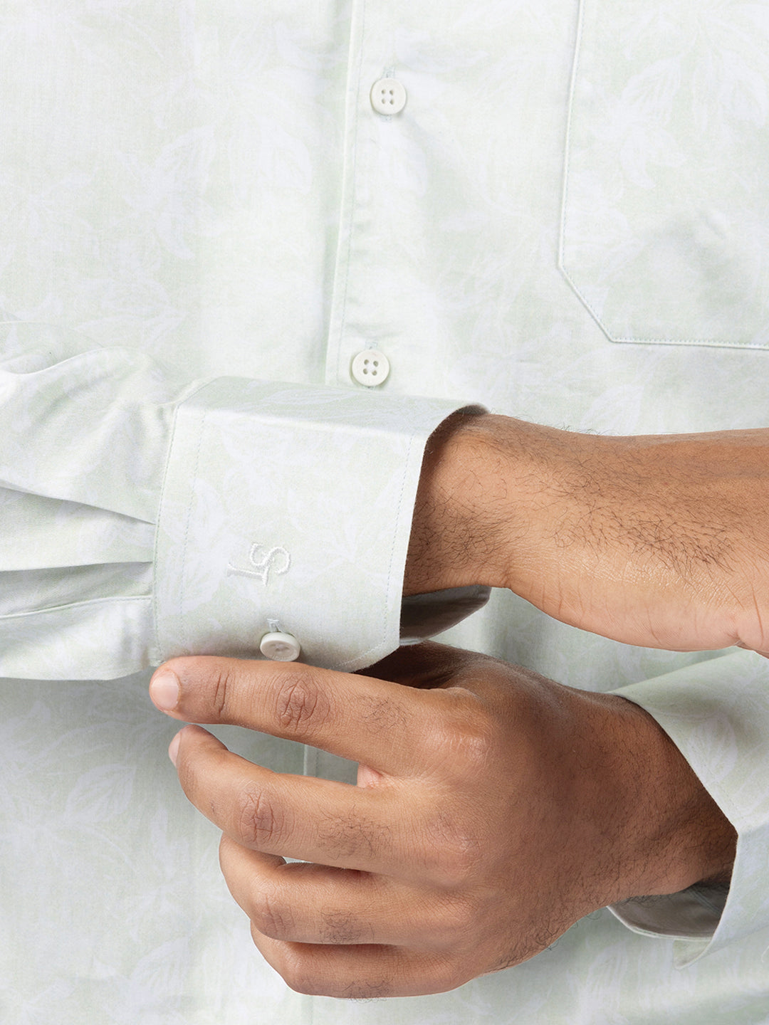 Men's Regular Fit Abstract Green Formal Shirt
