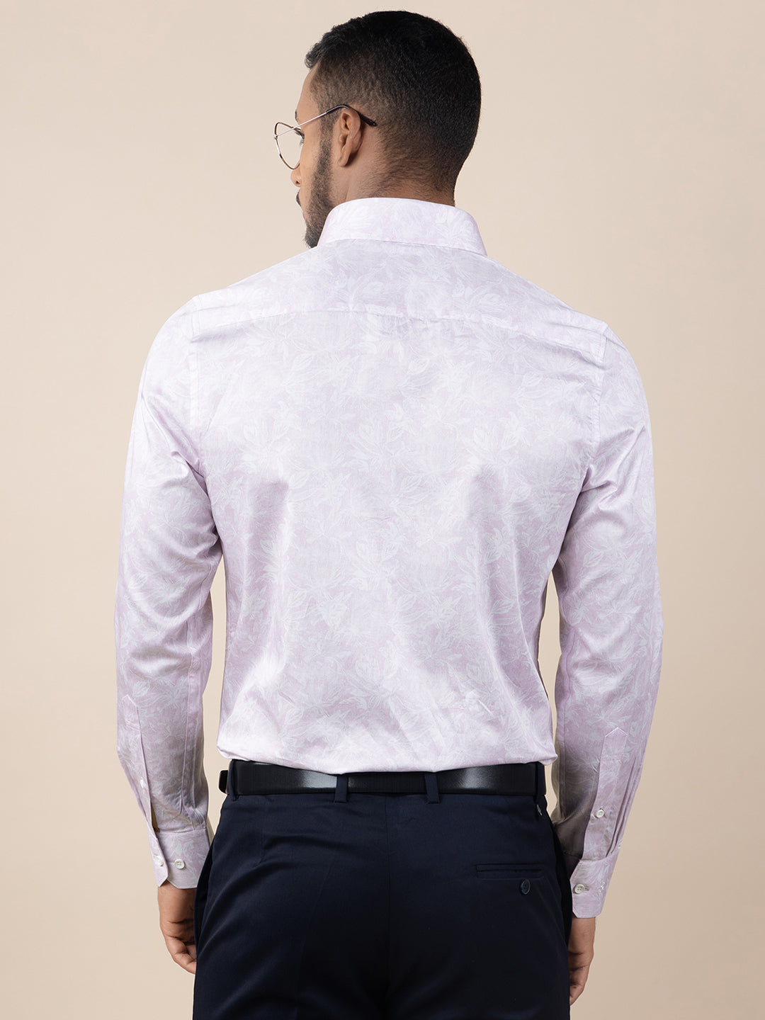 Men's Regular Fit Abstract Pink Formal Shirt
