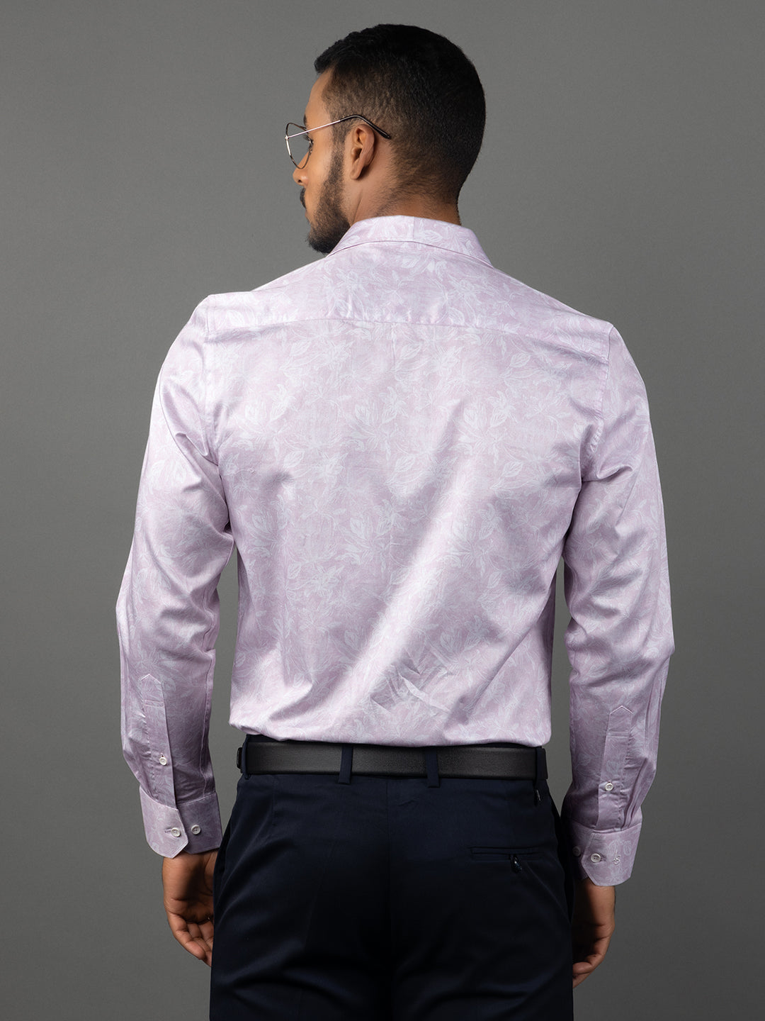 Men's Regular Fit Abstract Pink Formal Shirt