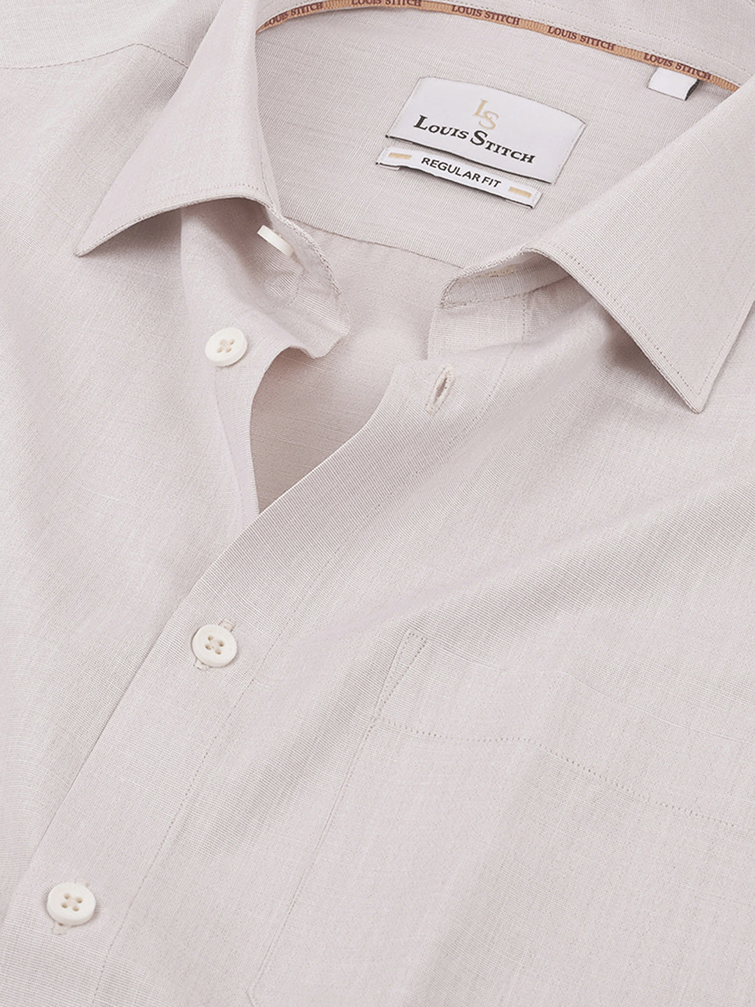 Men's Beige Full Sleeves Regular Fit Formal Shirt