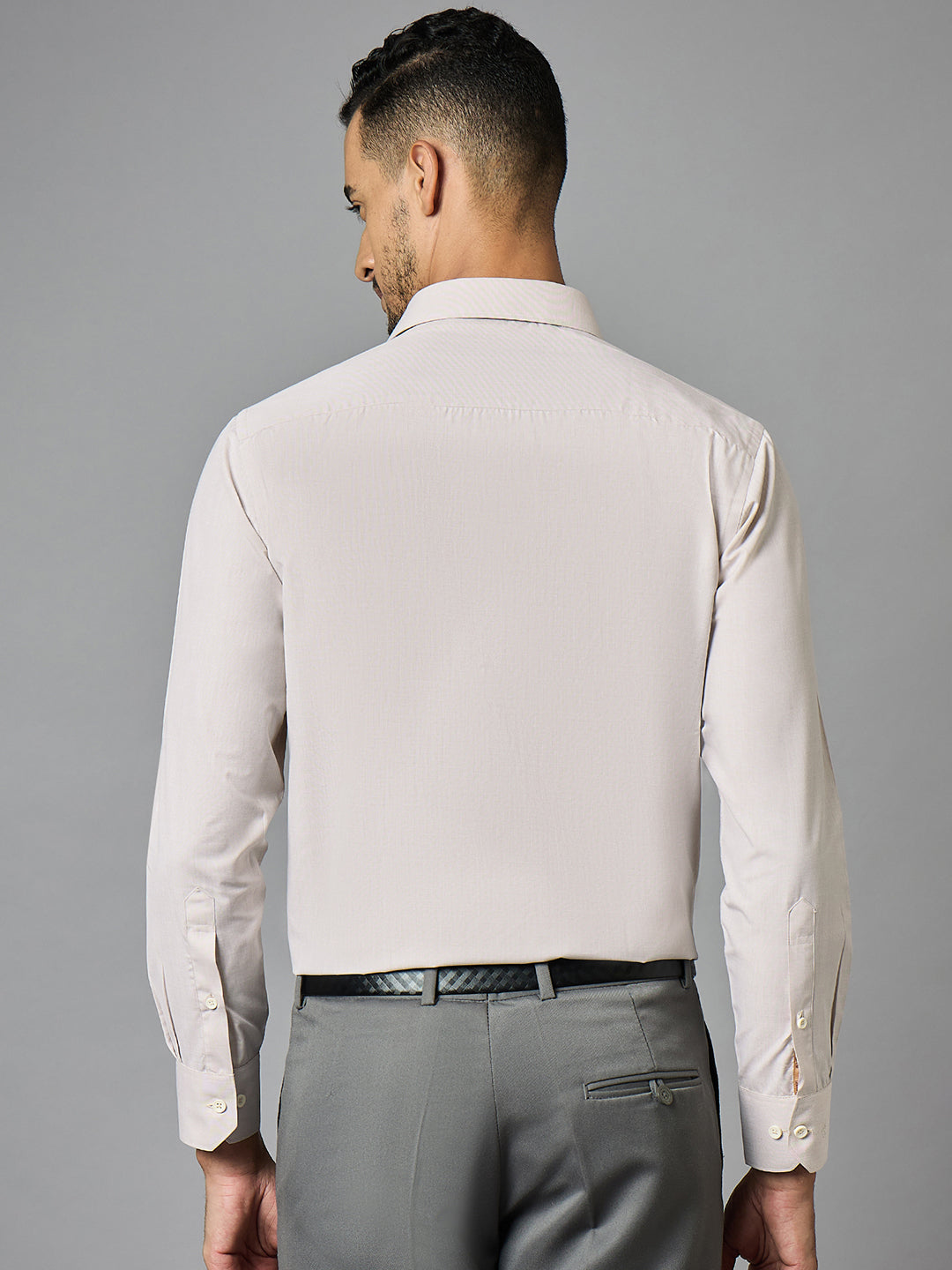 Men's Beige Full Sleeves Regular Fit Formal Shirt