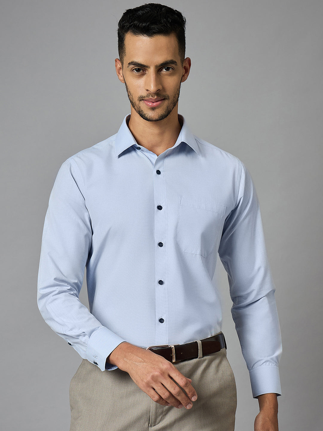 Men's Blue Full Sleeves Regular Fit Formal Shirt