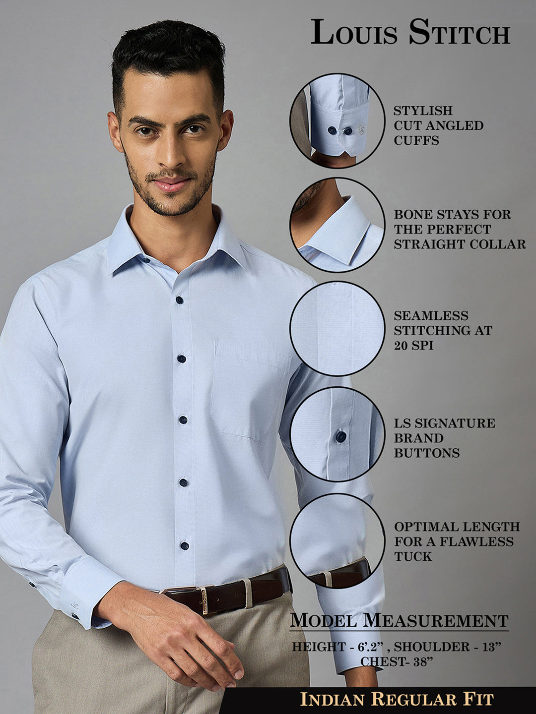 Men's Blue Full Sleeves Regular Fit Formal Shirt