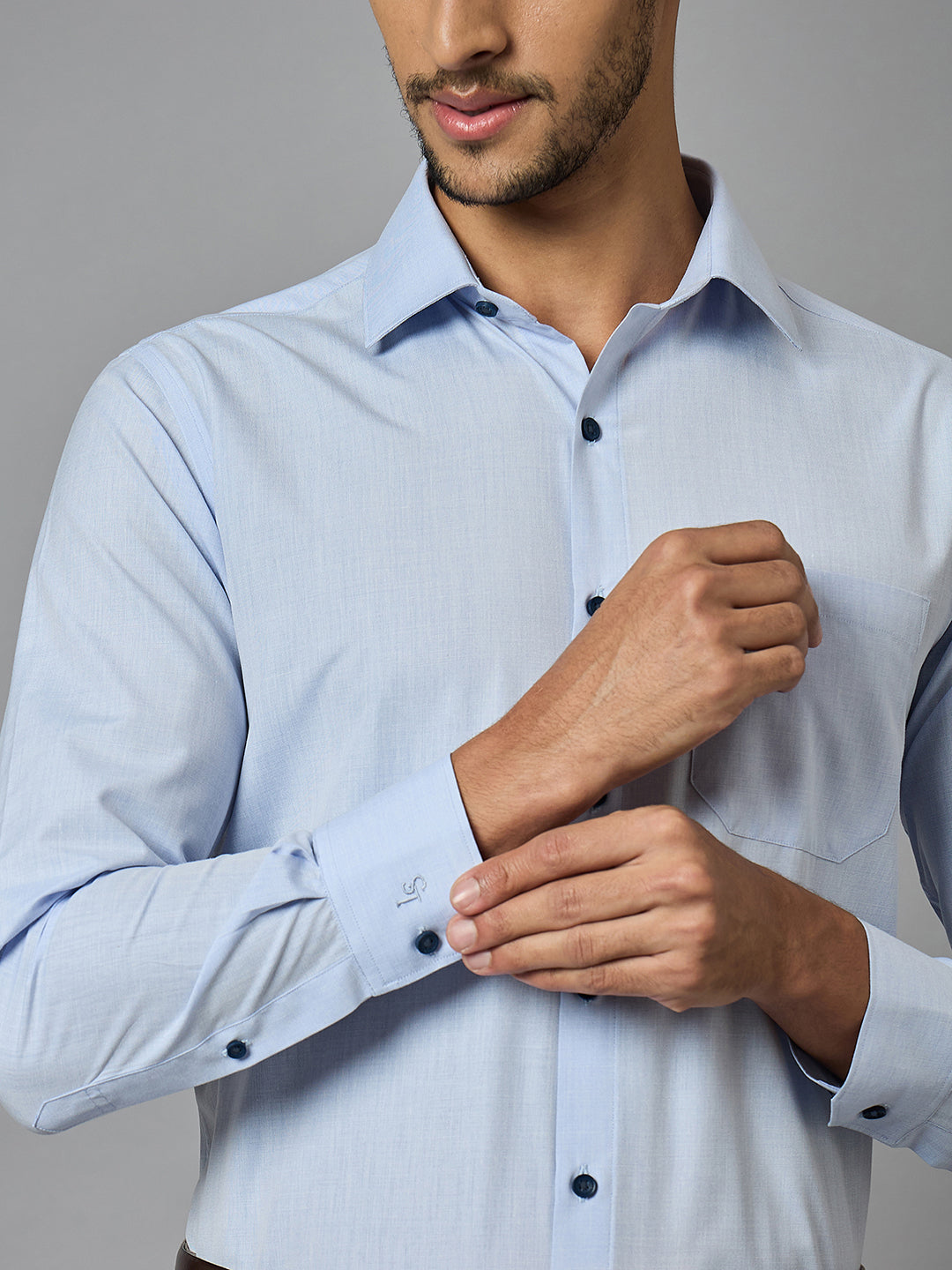 Men's Blue Full Sleeves Regular Fit Formal Shirt