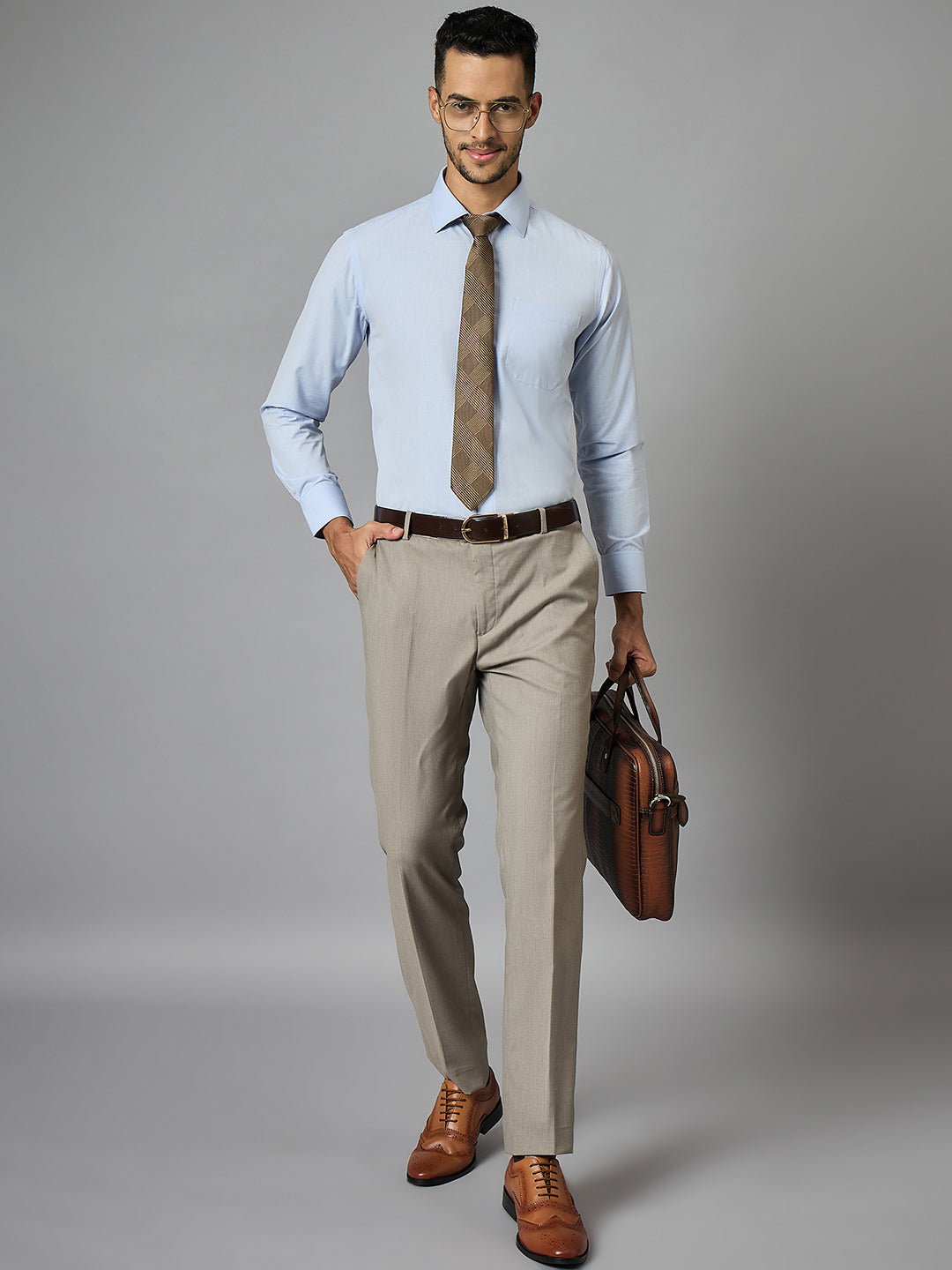 Men's Blue Full Sleeves Regular Fit Formal Shirt