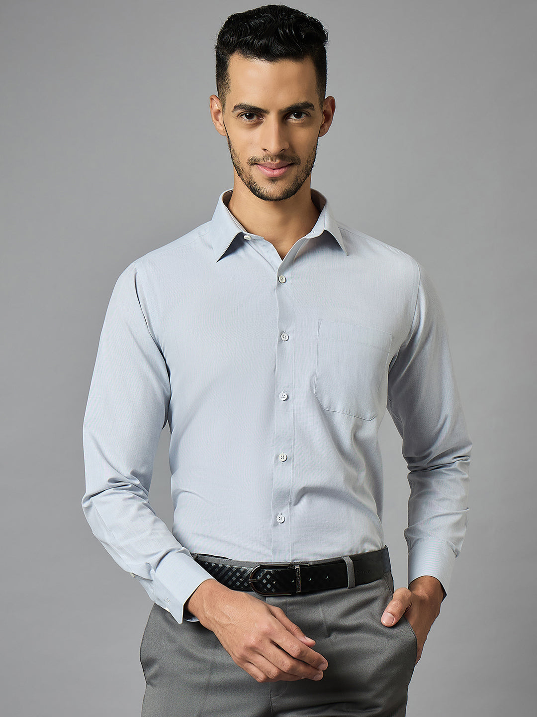 Men's Charcoal Grey Full Sleeves Regular Fit Formal Shirt