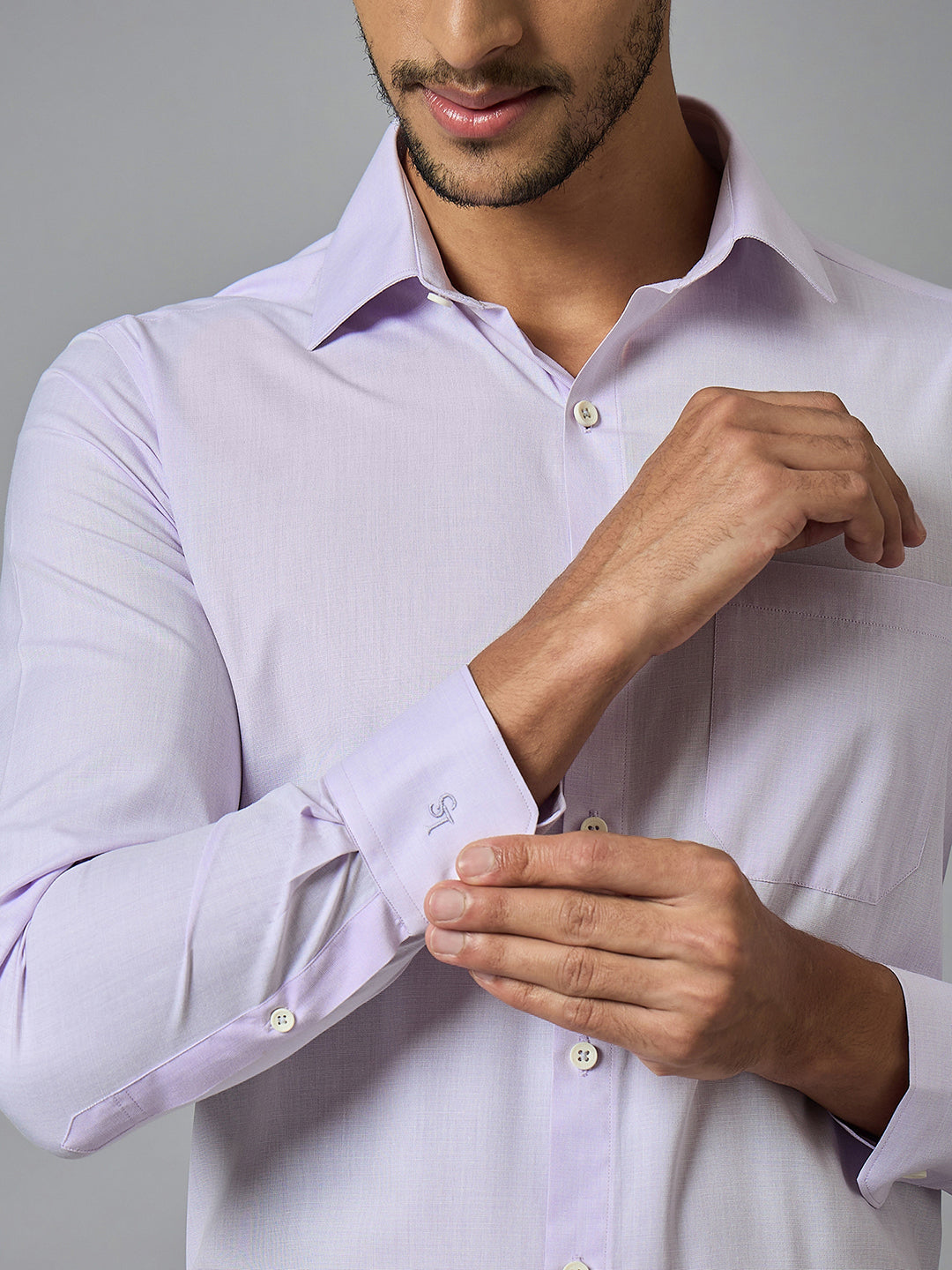 Men's Lilac Full Sleeves Regular Fit Formal Shirt