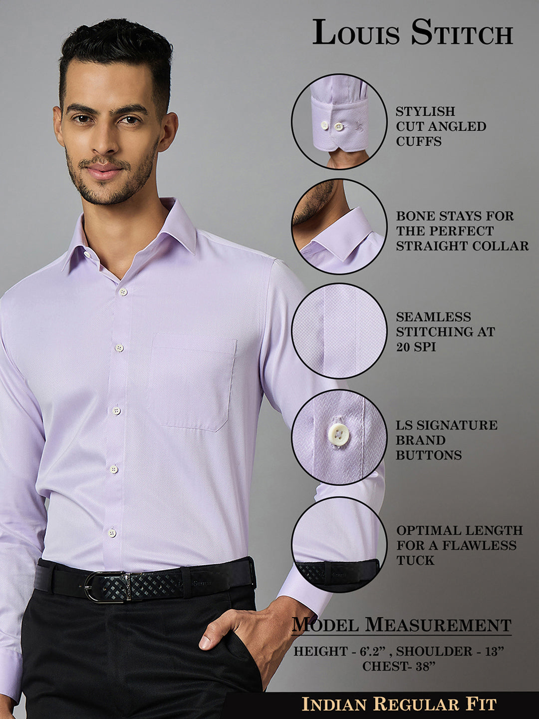 Men's Textured Purple Full Sleeves Regular Fit Formal Shirt