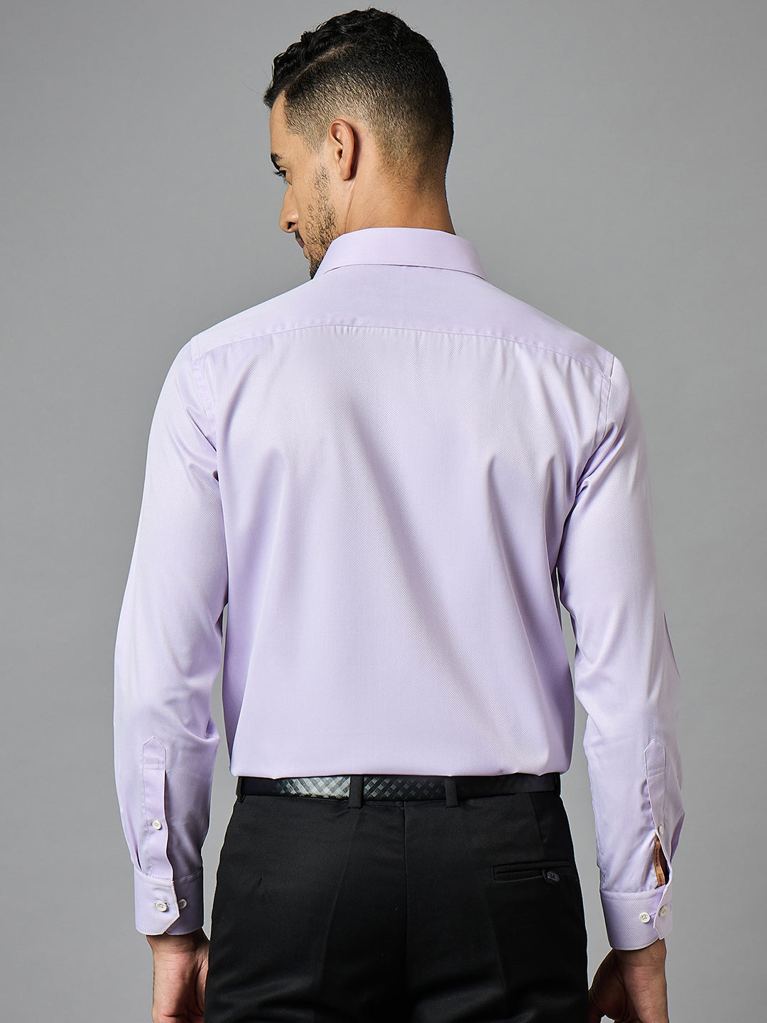 Men's Textured Purple Full Sleeves Regular Fit Formal Shirt